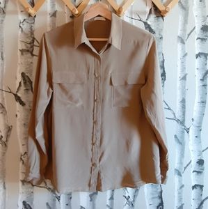 Taupe silk blouse (M)